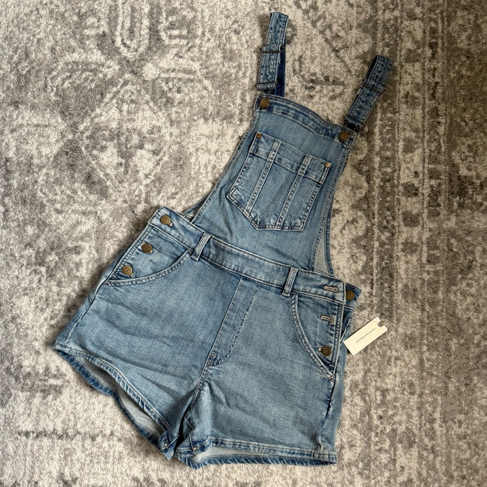 Anthropologie Light Blue Denim Short Overalls - Picture 3 of 5